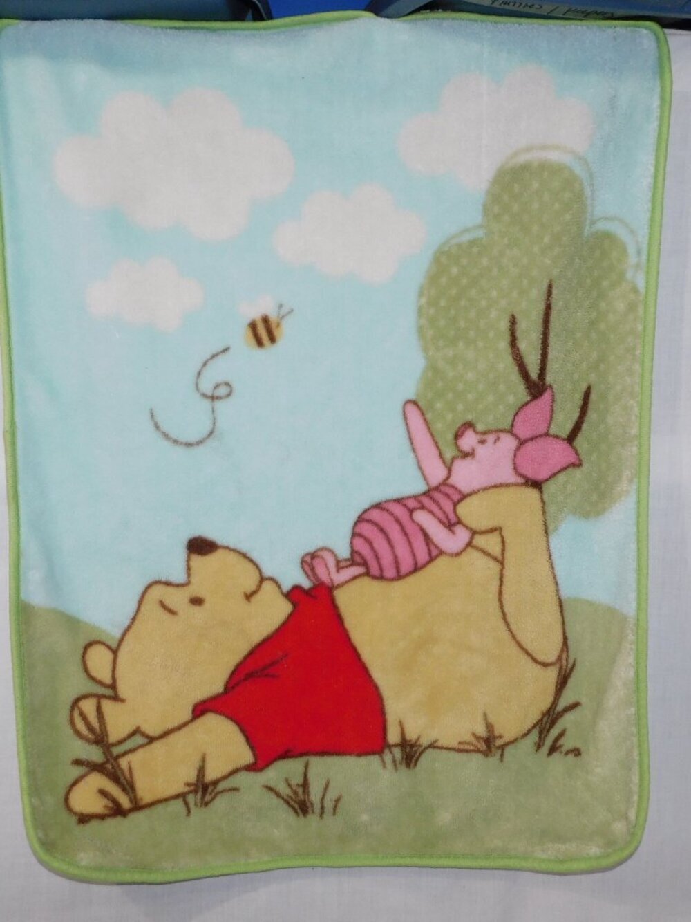 Disney Winnie the Pooh Piglet Bee VTG Plush Fleece Blanket 29" x 38" Toddler